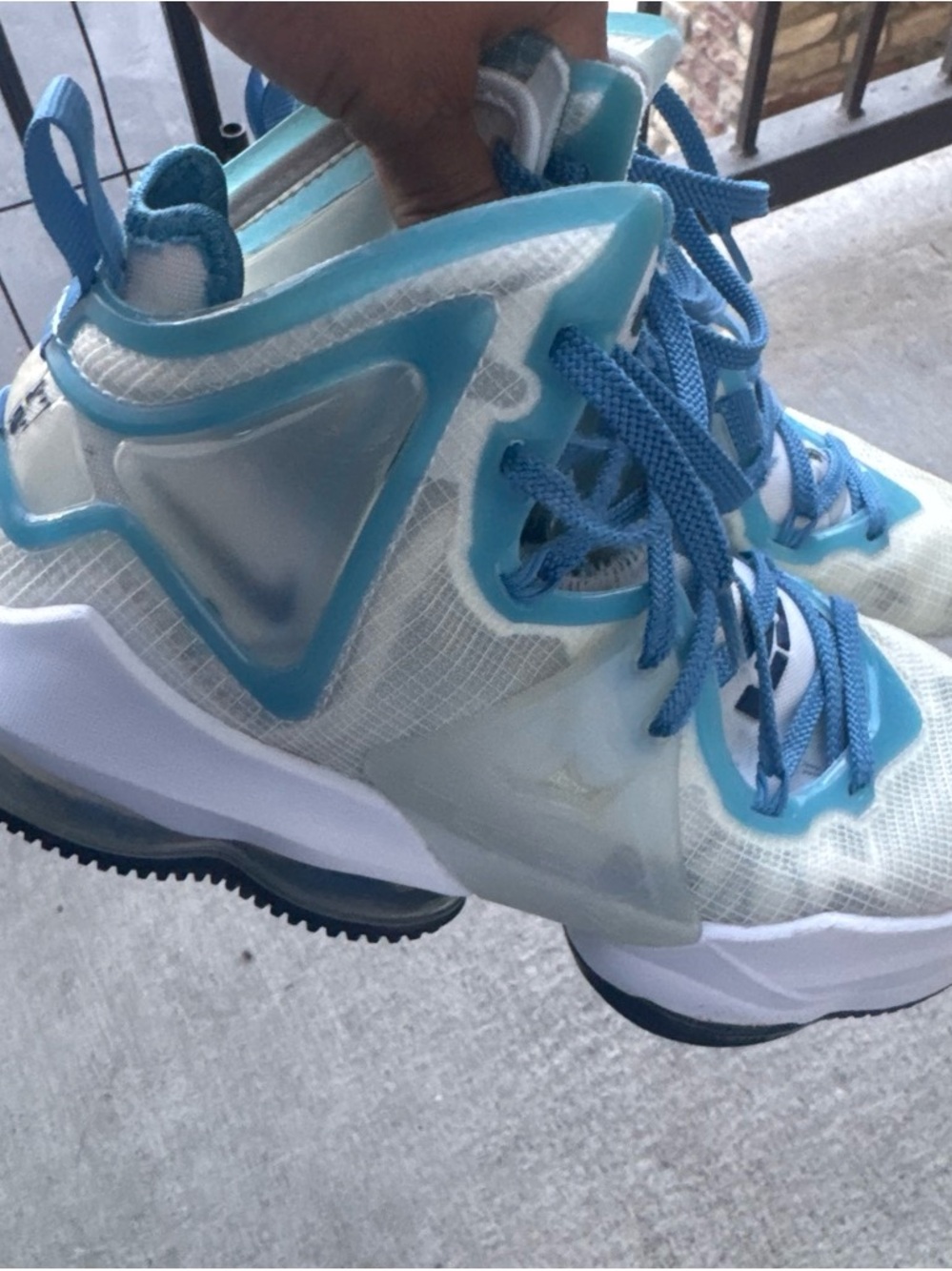 Nike Kids Aqua Blue and White High-Top Sneakers